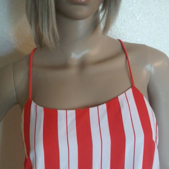 Banana Republic Orange White Striped Tank Top - Picture 4 of 7